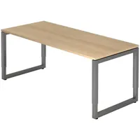 Bümö Schreibtisch Eiche, Graphit, Nachbildung,Eiche, Rechteckig, 180x74x80 cm, FSC