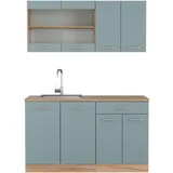 Vicco Küchenzeile R-Line 140 cm Blau-Grau Eiche
