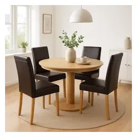 Mendler 2er-Set Esszimmerstuhl Stuhl Küchenstuhl Littau ~ Leder, braun, helle Beine