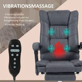 Vinsetto Massage-Bürostuhl Mikrofaser Dunkelgrau