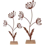UNUS Deko Aufsteller Blume Silhouette Rost Metall 2er Set