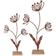 UNUS Deko Aufsteller Blume Silhouette Rost Metall 2er Set