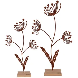 UNUS Deko Aufsteller Blume Silhouette Rost Metall 2er Set