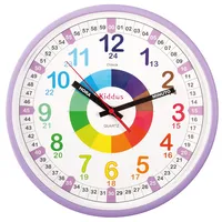 Kiddus Lernuhr Wanduhr Kinder 20cm, Pädagogische Uhr für Jungen & Mädchen, Lautloses Uhrwerk, Zeiger mit Stunde & Minute Beschriftung, Ideal für Schulanfänger - 11 Lila ES 30cm