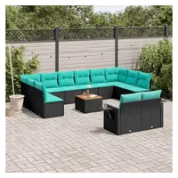 vidaXL Gartensofa-Set 13-tlg. Loungesofa schwarz