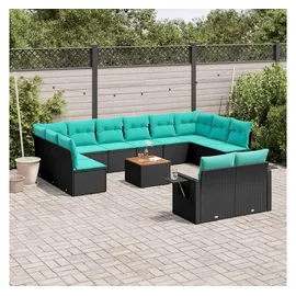 vidaXL Gartensofa-Set 13-tlg. Loungesofa schwarz