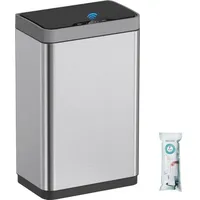 Azomor® Stilvolle automatische Edelstahl-Mülltonne mit Sensor und leiser Schließung - Silber
