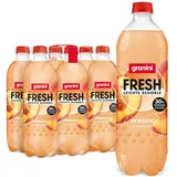 granini FRESH Pfirsich (6 x 0,75l), Pfirsich-Erfrischungsgetränk, mit Kohlensäure, echte Früchte, wenig Kalorien, ohne Süßungsmittel, vegan