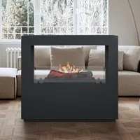 Noble Flame VENTURO [moderner Raumteiler Elektrokamin Opti-myst LED]: Schwarz