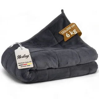 Herlag Gewichtsdecke 6kg 135x200cm Beschwerte Decke für ruhigen Schlaf Erwachsene | Jugendliche 40-90kg