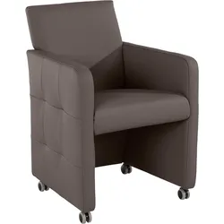 Sessel EXXPO - SOFA FASHION "Barista Clubsessel auf Rollen, schmale Armlehnen, aktuelles Design", grau (elephant), B:61cm H:88cm T:70cm, Sessel, Esszimmersessel, bequem und komfortabel, Breite 61 cm