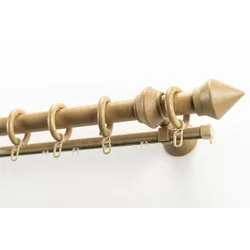 Gardinenstange GARESA "Palmo", beige (natur), L:260cm Ø:28mm, Holz, Gardinenstangen, Vorhanggarnitur aus Holz, verlängerbar, mit Ringe/2 Lauf Gleiter