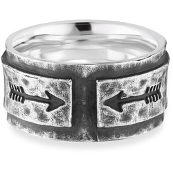 Fingerring CAÏ "925/- Sterling Silber rhodiniert matt Pfeile" Gr. 58, silber (silbergrau), Fingerringe, Herren, 058 (18,5), Silber 925 (Sterlingsilber)