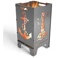 Mocavi Feuertonne Maritim 73 cm 3 mm Stahl Feuerschale Feuerkorb massiv robust sicher Design-Brenntonne für Garten und Terrasse groß eckig hohe Feuerstelle Outdoor hitzefest Feuersäule Feuerfass