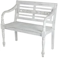 Buri Teak-Gartenbank 100 x 50 x 90 cm Weiß