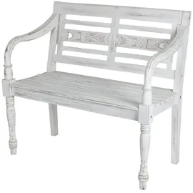 Buri Teak-Gartenbank 100 x 50 x 90 cm Weiß
