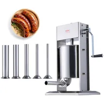Vevor Manueller Wurstfüller, 10 L / 22 Pfund Vertikale Wurstmaschine, Fleischfüller Mit Zwei Geschwindigkeiten, Aus Lebensmittelechtem 304 Edelstahl, Inkl. 5 Füllrohren, Für Zuhause, Küche, Restaurant - Vevor