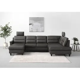 sit&more Wohnlandschaft SIT & MORE "Farö U-Form", grau (anthrazit), B:325cm H:90cm T:187cm, Sofas, Wohnlandschaft, inklusive Federkern, wahlweise mit Bettfunktion und Bettkasten