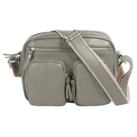 Samantha look Umhängetasche echt Leder, Made in Italy grau