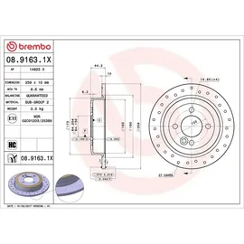 Brembo Bremsscheibe Hinterachse Voll Mini: Mini 08.9163.1X
