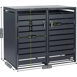 Zelsius Mülltonnenbox 132 x 80 x 117 cm grau