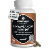 Organischer Ashwagandha KSM-66® 9000 mg (15:1) 3 Monate (90 Kapseln eine täglich) Wurzelextrakt mit 5% Withanoliden Vegan Ohne Zusatzstoffe