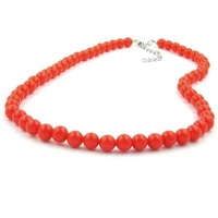 Gallay Perlenkette 8mm Kunststoffperlen orange-rot-glänzend 80cm (1-tlg)