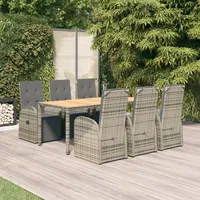 vidaXL Garten-Essgruppe 7-tlg. Grau