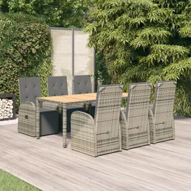 vidaXL Garten-Essgruppe 7-tlg. Grau