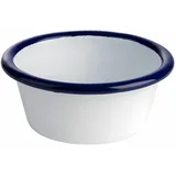 APS Schale "ENAMELWARE", Dipschale, Snackschale, 0,08 Liter, Ø 8 cm, Höhe 3,5 cm, emailliertes Stahlblech, weiß mit blauem Rand