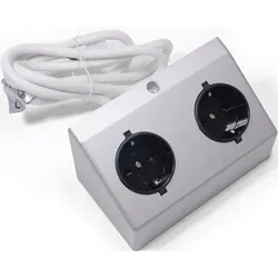 L&S Doppel-Anbausteckdose 230 V Silberfarben - 2000466