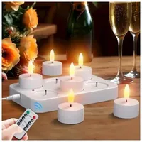 Coavas – Set Mit 6 Wiederaufladbaren Led-kerzen – Flackernde Flamme – Ladestation Und Fernbedienung – Bis Zu 30 Stunden Akkulaufzeit – Weihnachts- Und Eventdekoration