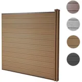 WPC-Sichtschutz Sarthe, Windschutz Zaun, WPC-Pfosten ~ Erweiterungselement, 1,88m teak