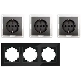 McPower Steckdosen Set McPower Flair ''Beginner 3S-Style'' anthrazit, - Glasrahmen