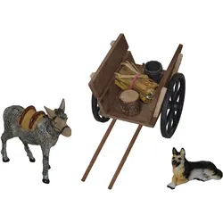 Krippen-Zubehör ALFRED KOLBE "Weihnachtsdeko", beige (natur), Ø, Kunststoff, Holzwerkstoff, Dekofiguren, Eselwagen mit Esel und Hund