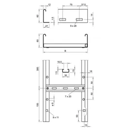OBO Bettermann Kabelleiter gelocht VS Sp.60x300x3000 LG 630 3 FS