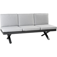 Loungebank Gartenliege Gartensofa Sitzbank 3-Sitzer Verstellbar Aluminium Grau