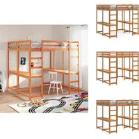 Vidaxl - Hochbett mit Schreibtisch & Leiter Braun 180x200 cm Kiefernholz - Holzbett - Hochbett - Jugendzimmer - Kinderzimmer - Studentenwohnheim