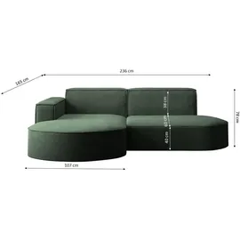 kaiser möbel Ecksofa Designer MODENA STUDIO stoff Dicker cord Poso Grün Links