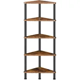 HOOBRO Eckregal mit 5 Ebenen, industrielles Eckregal Stehend, Bücherregal, Standregal, Eck-Bücherregal zur Präsentation von Pflanzenblumen, Aufbewahrungsregal für kleine Räume, Vintagebraun EBF33CJ01
