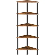 HOOBRO Eckregal mit 5 Ebenen, industrielles Eckregal Stehend, Bücherregal, Standregal, Eck-Bücherregal zur Präsentation von Pflanzenblumen, Aufbewahrungsregal für kleine Räume, Vintagebraun EBF33CJ01