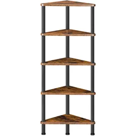 HOOBRO Eckregal mit 5 Ebenen, industrielles Eckregal Stehend, Bücherregal, Standregal, Eck-Bücherregal zur Präsentation von Pflanzenblumen, Aufbewahrungsregal für kleine Räume, Vintagebraun EBF33CJ01