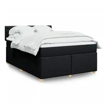 vidaXL Boxspringbett mit Matratze Schwarz 140x200 cm Stoff