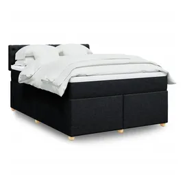 vidaXL Boxspringbett mit Matratze Schwarz 140x200 cm Stoff