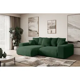 altdecor Ecksofa Cord mit Schlaffunktion 2-Sitzer Grün