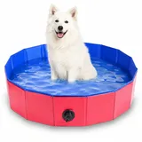 Faltbar Hundepool,Faltbarer Pool mit Ablassventil,Robustes Planschbecken Pool,Planschbecken für Haustiere,Swimmingpool Hundebadewanne Faltbarer für Hunde und Katzen,100×30 cm, 1 Stück