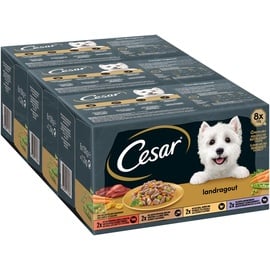 Cesar Hundefutter Nassfutter Landküche Vielfalt in Sauce 24 Schalen (3 x 8 x 150 g)