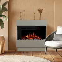 Noble Flame LIMA Standkamin [moderner Design Elektrokamin]: Seidengrau - mit schwarzen Acrylsteinen
