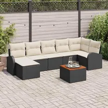 vidaXL Garten-Sofa-Set 8-tlg. Schwarz/Weiß