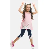 Denokids Hausanzug DENOKIDS "Hello Rabbit", Jungen, Gr. 122, pink, 95% Baumwolle, 5% Elasthan, animal-print, Basic, lang, Rundhals, Homewear-Sets Hausanzug, mit Hasen Applikation